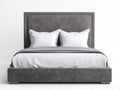Camas dobles tapizada de tela 200x180x120 cm color gris diseño moderno con cabecero elegante