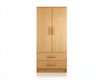 Armario de madera 100x45x190 cm color natural con 2 puertas y 2 cajones estilo moderno