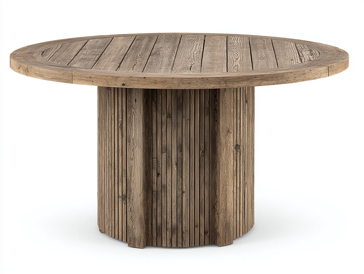 Mesa de jardín redonda de madera 160x160x75 cm marrón estilo moderno