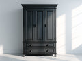 Armarios de madera 140x55x200 cm - Negro - Diseño clásico con puertas y cajones