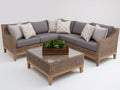 Sofás de exterior de ratán sintético 300x300x85 cm - Gris y marrón natural - Conjunto modular en esquina con mesa cuadrada para jardín y terraza