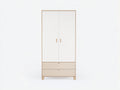 Armarios - madera 90 x 45 x 190 cm - blanco y madera natural - armario de dos puertas con cajones para dormitorio