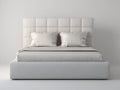 Camas dobles tapizada de tela 200x180x120 cm color blanco y gris diseño moderno y elegante