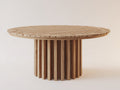 Mesa de jardín de madera 120x120x75 cm - color natural - diseño rústico moderno para exterior