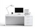 Escritorio de oficina 160x60x75 cm blanco con 3 cajones estilo moderno