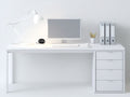 Escritorio 140x60x75 cm madera blanco con 4 cajones diseño moderno