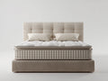 Cama doble tapizada 220x180x110 cm - Color beige - Diseño elegante con cabecero acolchado