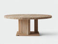 Mesa de jardín redonda de madera 160x160x75 cm color natural para exterior diseño moderno