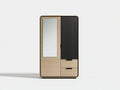 Armario de madera 120x45x180 cm beige y negro con espejo 2 puertas y 2 cajones estilo moderno
