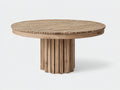 Mesa de jardín de madera 140x140x75 cm - color natural - diseño redondo rústico para exterior