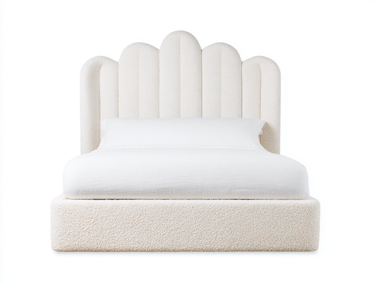 Camas dobles tapizadas con cabecero acolchado 210x180x120 cm - Blanco - Diseño moderno